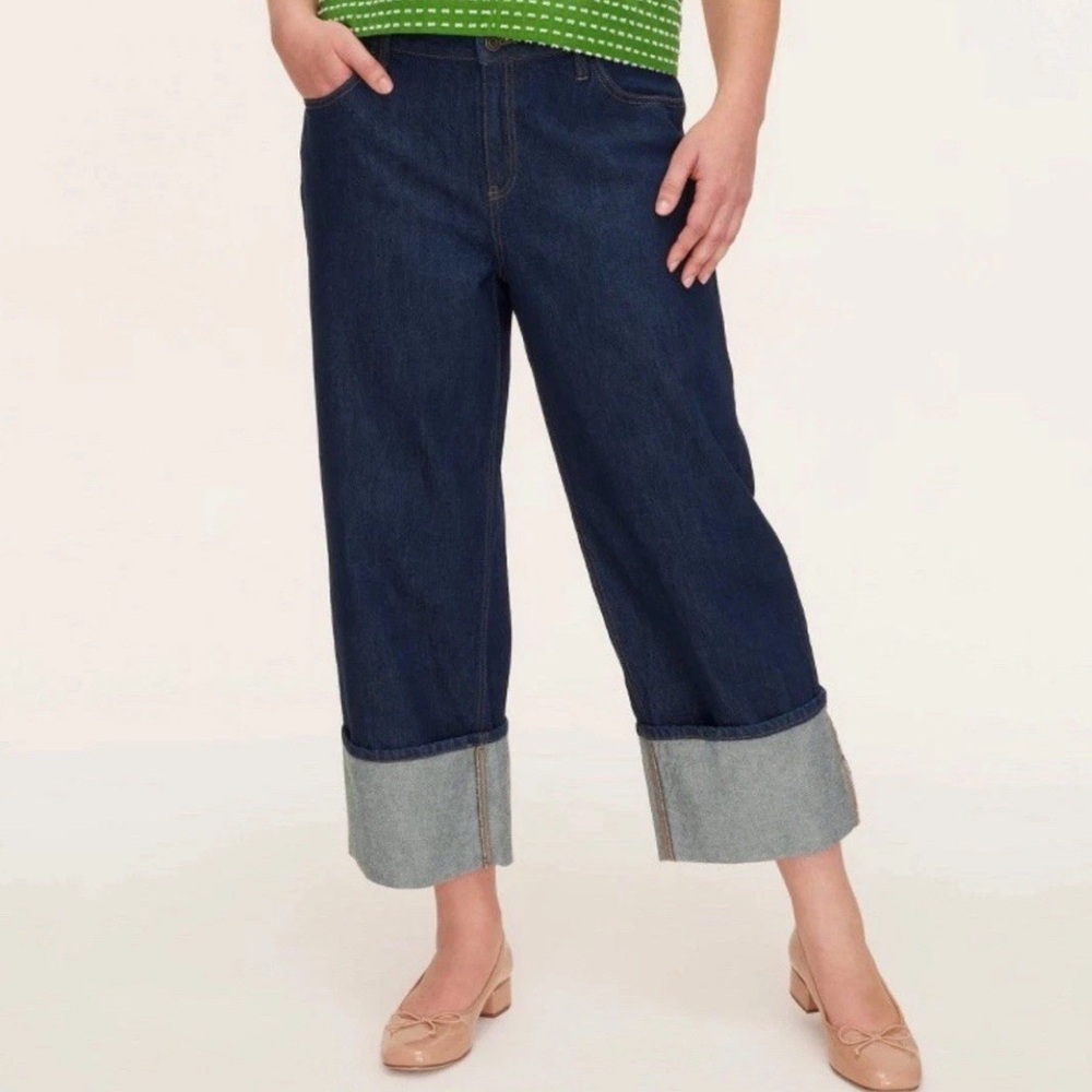 Kate Spade New York for Target High Rise Straight Leg Wide Cuff Denim Jeans sz 0